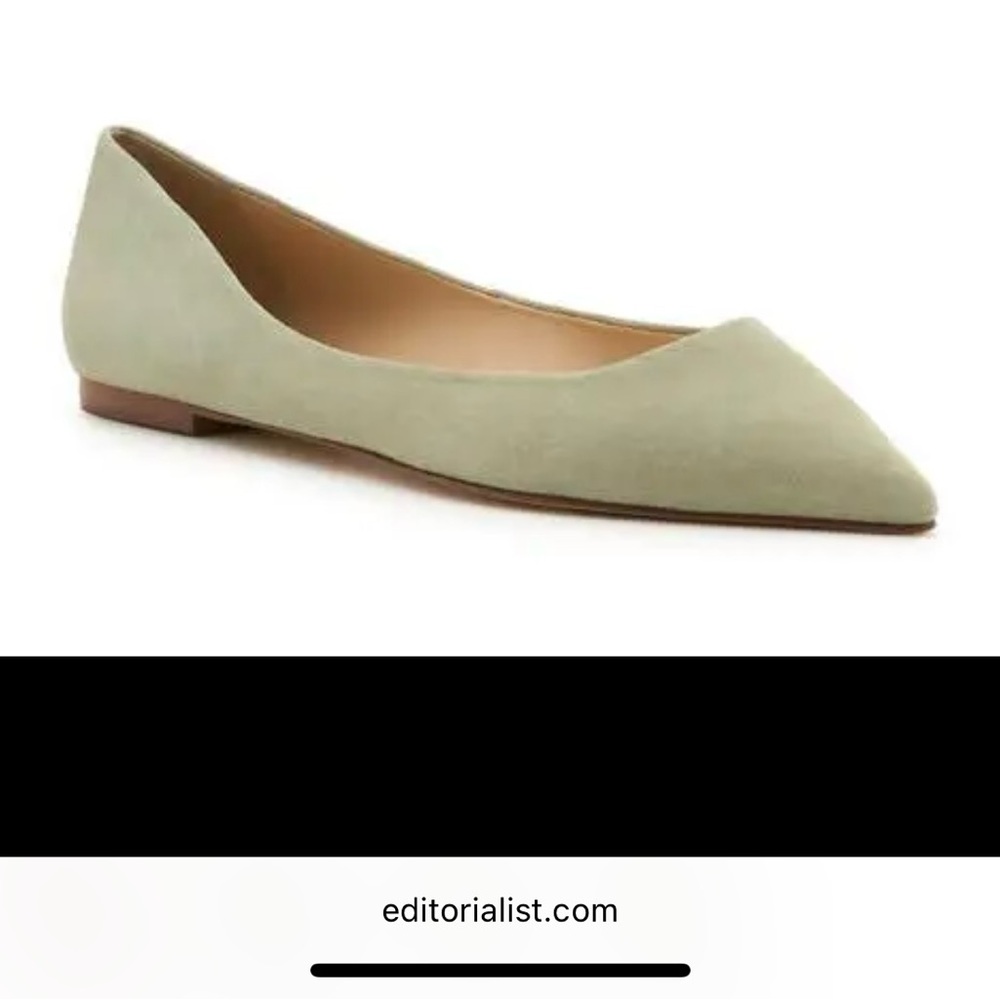 NWT Botkier Annika Pointed Toe Ballet Flat Olive size 38/8B